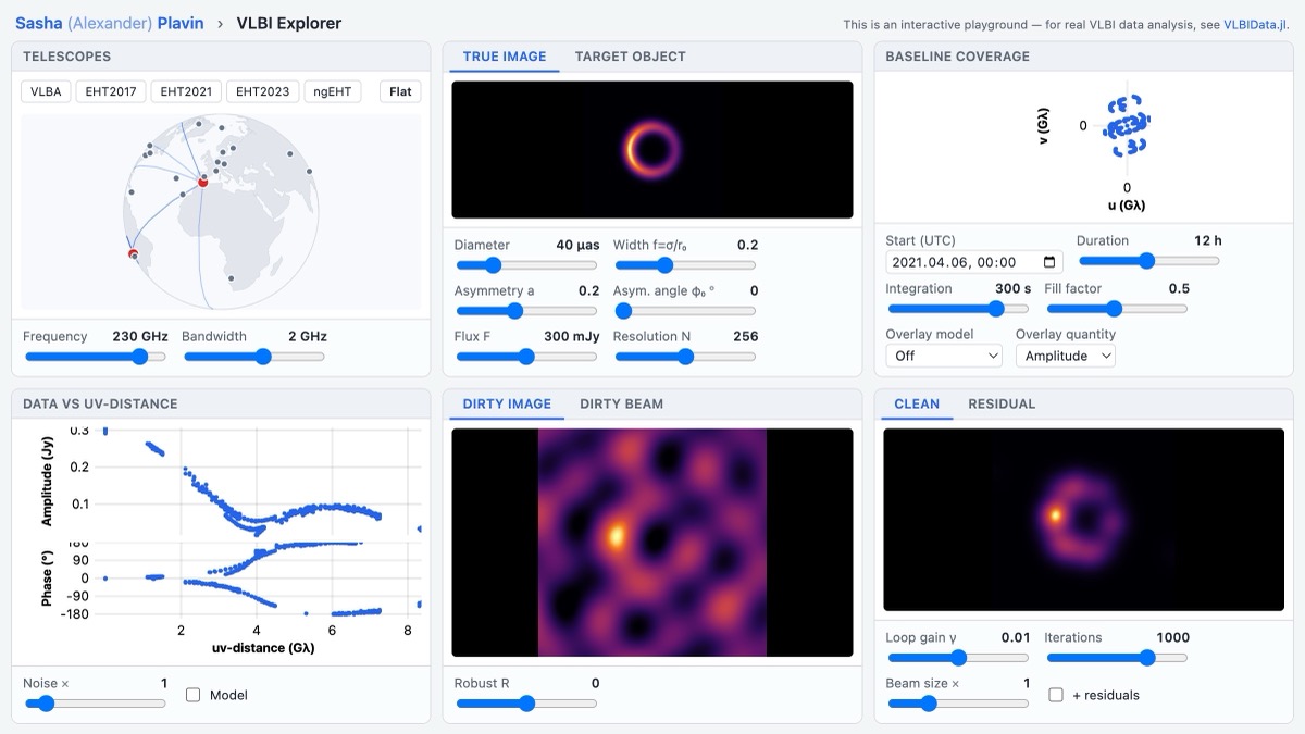 VLBI Explorer dashboard